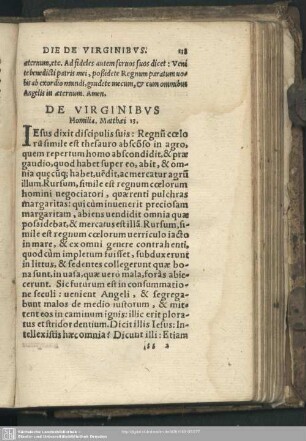 Homilia de Virginibus, Matthaei 13
