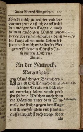 An der Mitwoch. Morgensegen