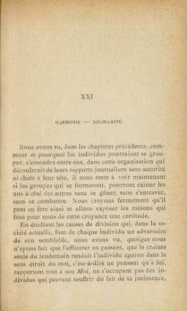 XXI. Harmonie - solidarité