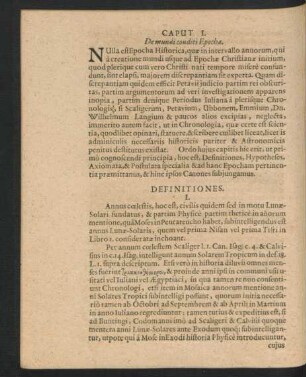 Caput I. De mundi conditi Epocha.