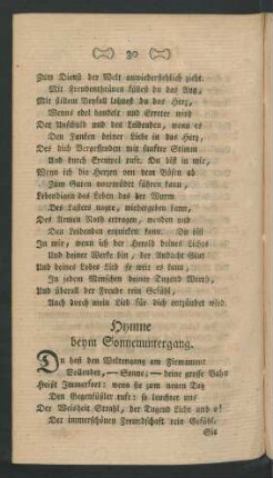 Hymne beym Sonnenuntergang