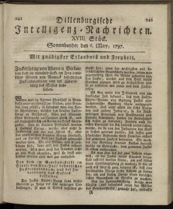 XVIII.Stück. Sonnabends: den 6. May 1797.