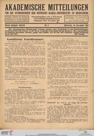 Nr. 5 (26. November 1919)