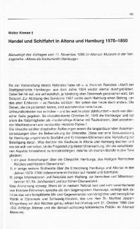 Handel und Schiffahrt in Altona und Hamburg 1570-1850