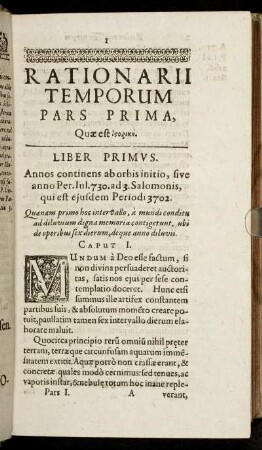 [Partis Primæ, Tomus Primus.]