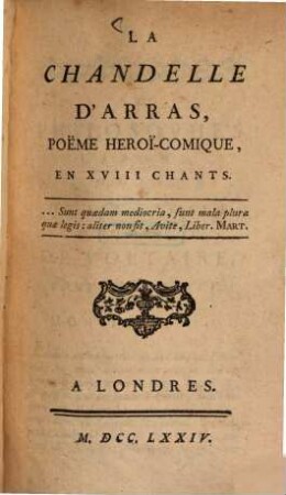 La Chandelle D'Arras : Poëme Heroi-Comique, En XVIII Chants