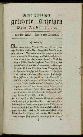 100stes Stück. Den 14ten December.