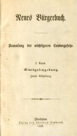 Bd. 1, Abth. 2: Civilgesetzgebung