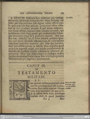 Caput IX. De Testamento Militari