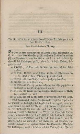 III. Die Zurückforderung des eheweiblichen Einbringen ...