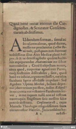 Quod bene vertat aeternus ille Cardignostes, & Scrutator Conscientiarum abditissimus
