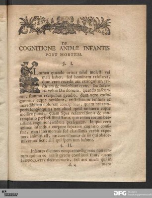 De Cognitione Animæ Infantis Post Mortem.