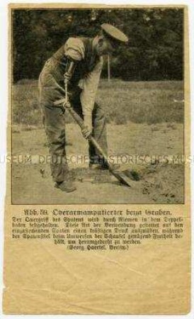 Zeitungsausschnitt "Oberarmamputierter beim Graben"