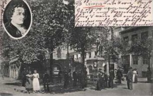 Leipzig: Naschmarkt mit Goethe-Denkmal