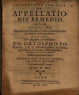 De Appellationis Remedio