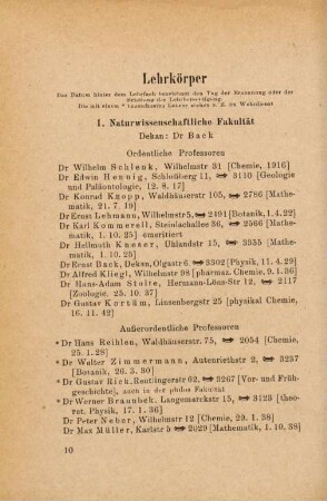 10-23, Lehrkörper
