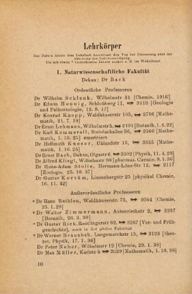 10-23, Lehrkörper