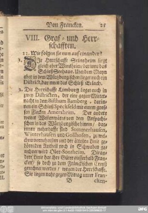 VIII. Graf- und Herrschafften.