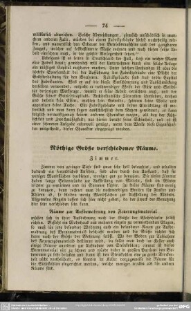 Nöthige Größe verschiedener Räume