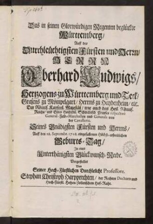 1r-10v, Das in seinen glorwuerdigen Regenten beglueckte ...