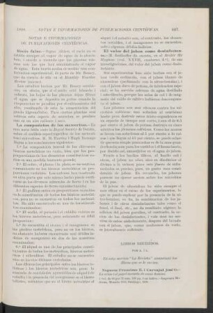 Notas e informaciones de publicaciones científicas