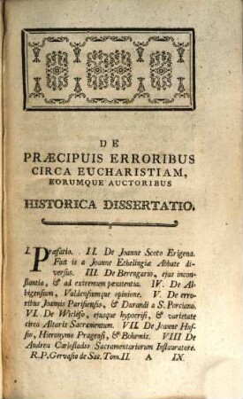 Fr. Augustini Gervasio Eremitae Augustiniani ... De Sacramentis Eucharistiae, Poenit., Extr. Unctionis, Ordinis, Et Matrimonii : Libri Quinque In Usum Academ. Juventutis Brevi Methodo Adornati Praemissa Historico-Critica Dissertatione