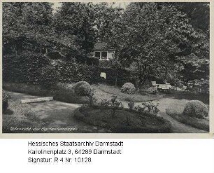 Reichelsheim im Odenwald, Gasthof und Pension 'Zum Schwanen' / Teilansicht der Gartenterrassen