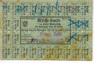 Milchkarte der Stadt Posen aus der Nachkriegszeit 1918