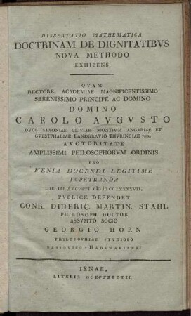 Dissertatio Mathematica Doctrinam De Dignitatibus Nova Methodo Exhibens