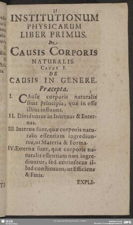 Liber Primus. De Causis Corporis Naturalis