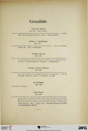 Gemälde (Nr. 1-49)
