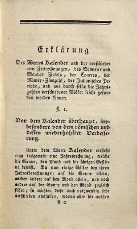 Der wahre ewige und allgemeine Kalender nach dem Julianischen Style und der Gregorianischen Verbesserung