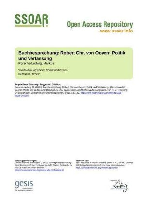 Buchbesprechung: Robert Chr. von Ooyen: Politik und Verfassung