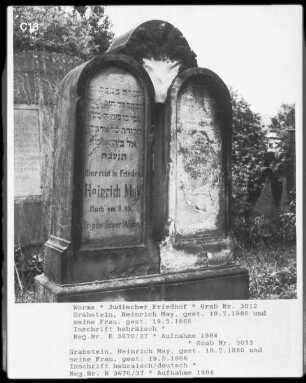 Grabstein von Heinrich May (gestorben 1880.07.18) und seiner Frau (gestorben 1866.05.19)