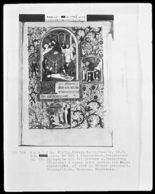Lateinisches Stundenbuch — Bildseite mit drei Miniaturen, Folio 134recto