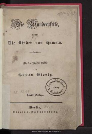 Die Wunderpfeife, oder: Die Kinder von Hameln