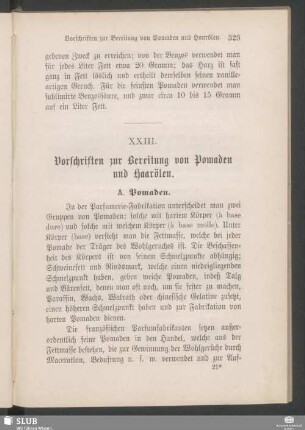 XXIII. Vorschriften zur Bereitung von Pomaden und Haarölen