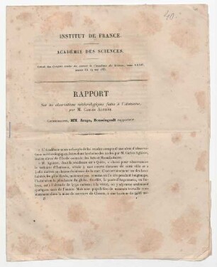 Rapport sur les observations météorologiques faites à l'Antisana, par M. Carlos Aguirre