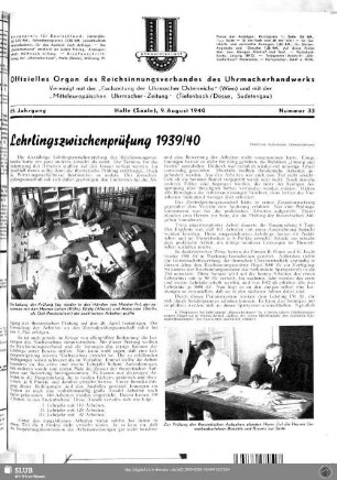 Lehrlingszwischenprüfung 1939/40