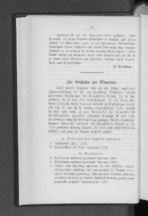Zur Geschichte der Minoriten.