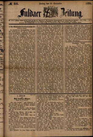 Ausgabe vom Freitag, den 19. September 1884.