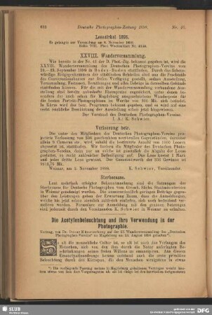 Die Acetylenbeleuchtung und ihre Verwendung in der Photographie