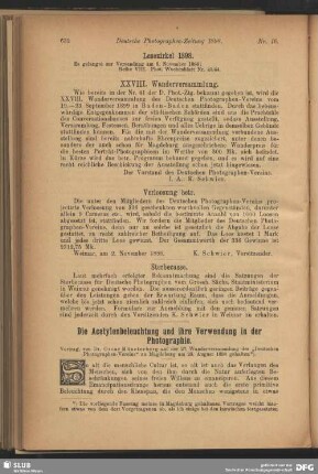 Die Acetylenbeleuchtung und ihre Verwendung in der Photographie