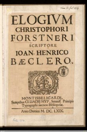Elogivm Christophori Forstneri