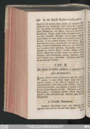 Cap. II. De statu ecclesiae publico, e conciliis et aliis monumentis.