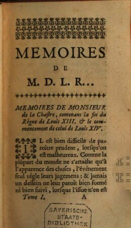 Mémoires de la minorité de Louis XIV. 1. - XXII, 363 S.