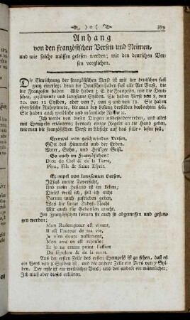 Anhang von den französischen Versen und Reimen,[...]