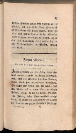 Fünfter Abschnitt. Die Liebe eines sehr jungen Frauenzimmers