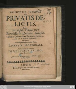 Disputatio Iuridica De Privatis Delictis