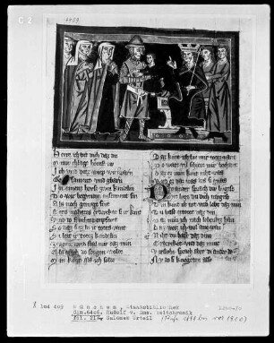Rudolf von Ems, Weltchronik — Salomos Urteil, Folio 217recto